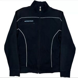 FRENCH CONNECTION FCUK BLACK BLUE WHITE ZIP UP TRACK JACKET L